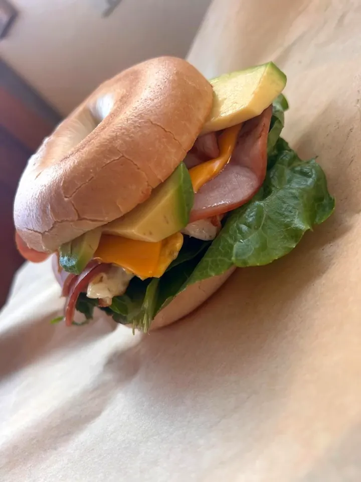 Avocado breakfast bagel