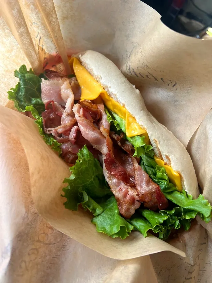 Bacon and cheese breakfast sandwich