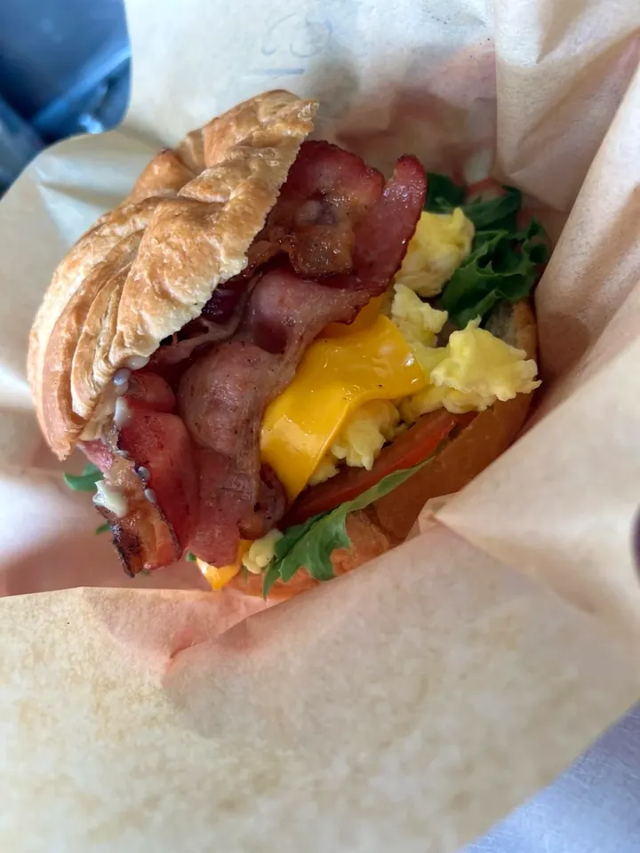 Bacon, egg and cheese breakfast sandwich