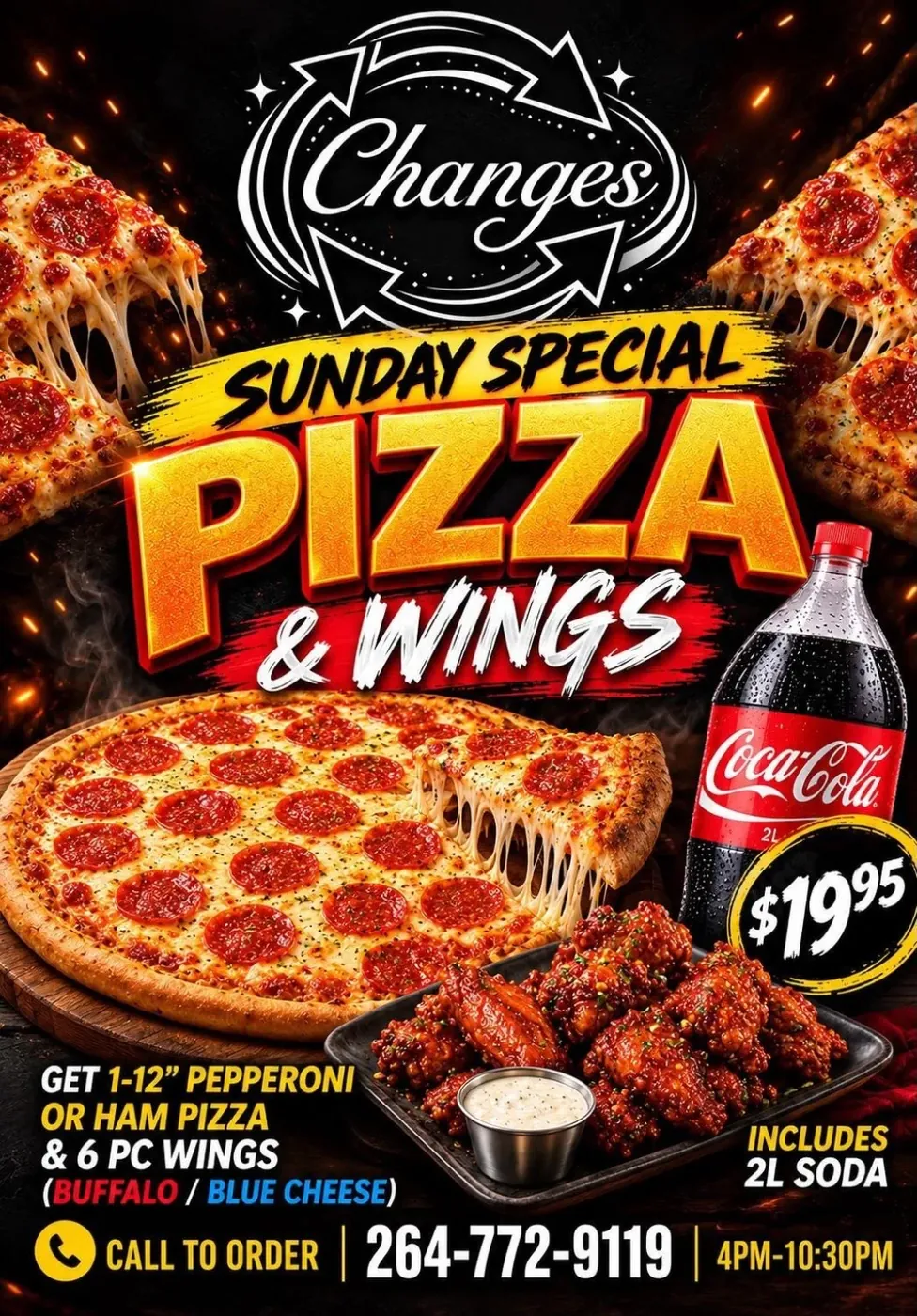 Sunday Pizza and Wings Special